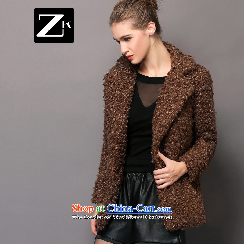 Zk Western women 2015 Fall/Winter Collections of new small-wind jacket girl in gross? Long aristocratic wind a wool coat deep color M,zk,,, lady shopping on the Internet