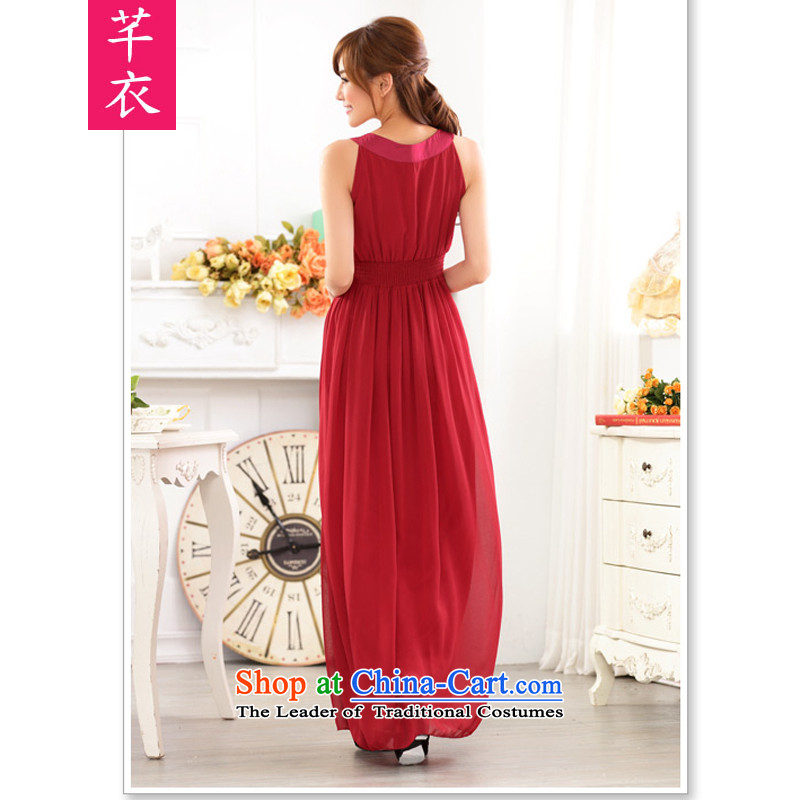 Xl female kumabito 2015 new Western wind round-neck collar to manually staple large bright pearl drill chiffon thick sister xl gown dresses are Code Red , 90-120 Constitution Yi shopping on the Internet has been pressed.