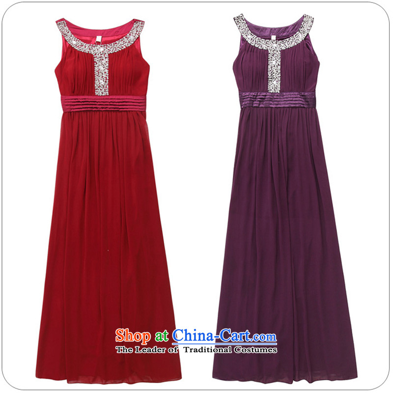 Xl female kumabito 2015 new Western wind round-neck collar to manually staple large bright pearl drill chiffon thick sister xl gown dresses are Code Red , 90-120 Constitution Yi shopping on the Internet has been pressed.
