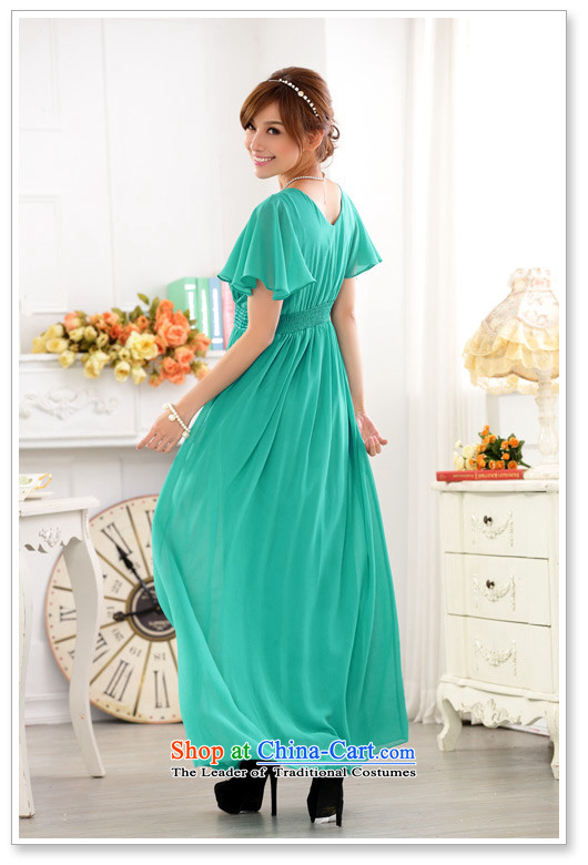 Xl Women 2015 new kumabito thick mm ultra short-sleeved reset manually staple pearl V-Neck chiffon plus hypertrophy code Night Gown of dresses green XL 120-140 catty picture, prices, brand platters! The elections are supplied in the national character of distribution, so action, buy now enjoy more preferential! As soon as possible.