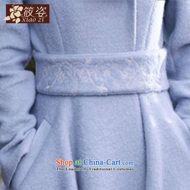 Gigi Lai Siu-Silver Tycoon of autumn and winter nagymaros collar embroidery long large warm light blue jacket? gross M pre-sale 30 days), Gigi Lai (xiaozi SMHF) , , , shopping on the Internet