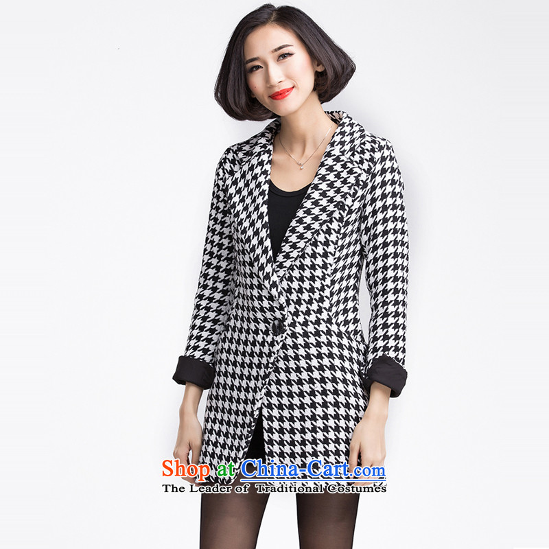 The US and intensify the code women thick mm2015 autumn and winter New Sau San chidori grid won a deduction in the version of the graphics thin wind jacket, L, increase Chidori-Us , , , shopping on the Internet