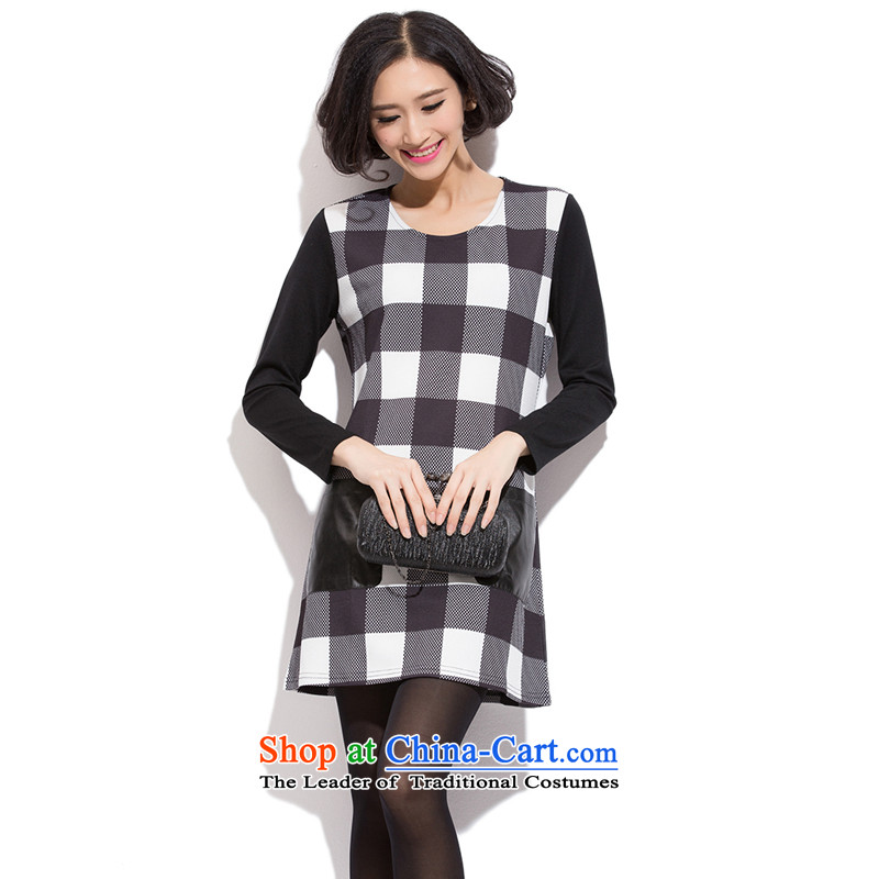 The US and intensify the code women 2015 mm thick new products won 200 catties mm thin stylish long-sleeved grid graphics, forming the suits us increase 2XL, latticed skirts shopping on the Internet has been pressed.