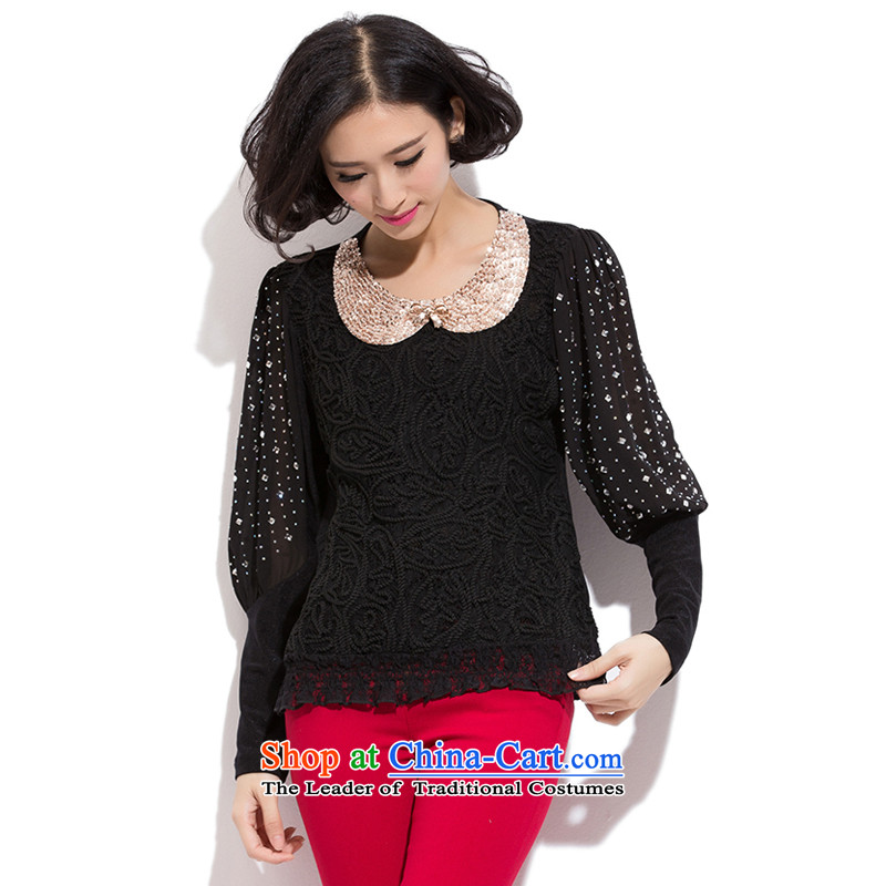 Increase the intensified us thick mm2015 code load new products fall code T-shirts, forming the lace long-sleeved shirt female Sau San video thin black XL, intensify the US , , , shopping on the Internet