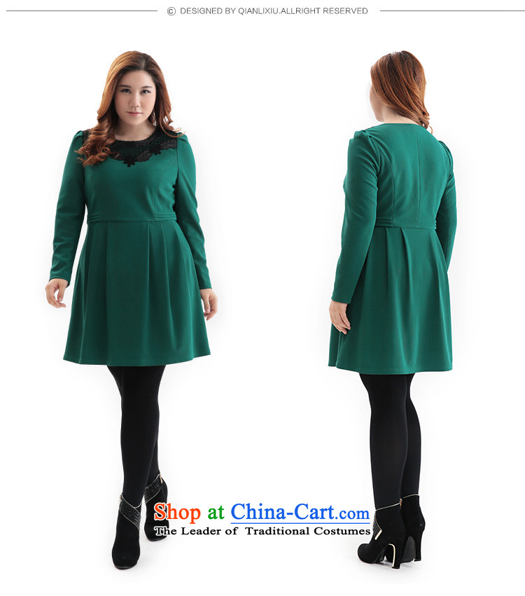 The former Yugoslavia Li Sau 2014 autumn and winter new larger female lace round-neck collar video thin long-sleeved round-neck collar dresses Q6280 green 2XL Photo, prices, brand platters! The elections are supplied in the national character of distribution, so action, buy now enjoy more preferential! As soon as possible.