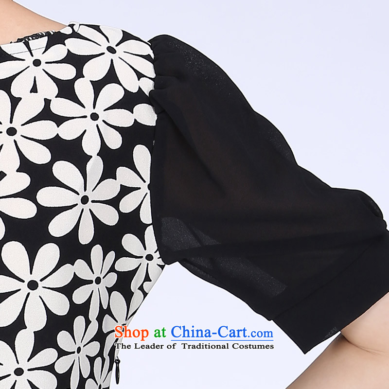 Shani flower, offer thick sister larger female thick mm Summer 2014 Korean chiffon cuff video thin dresses 6231 pattern 5XL, shani flower sogni (D'oro) , , , shopping on the Internet