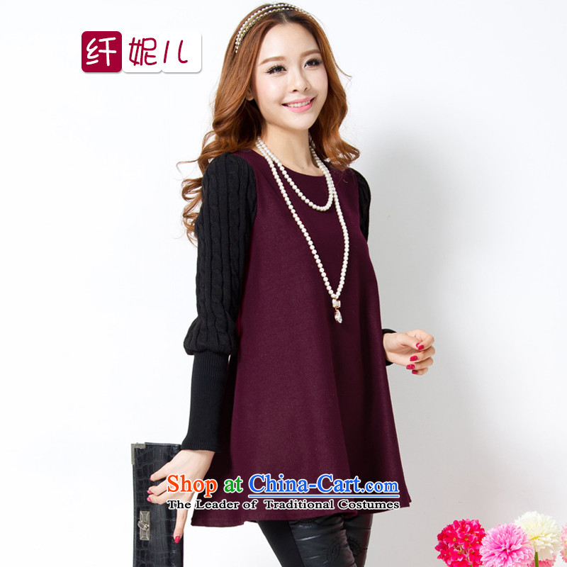 In the former Yugoslavia and the 2014 autumn and winter Connie new larger female xl won small loose video thin long-sleeved shirt thick sweater, forming the Netherlands q5004 dark red XL, small children has been pressed on Connie Shopping