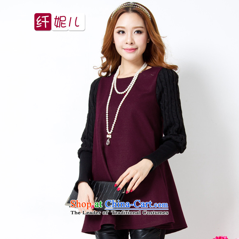 In the former Yugoslavia and the 2014 autumn and winter Connie new larger female xl won small loose video thin long-sleeved shirt thick sweater, forming the Netherlands q5004 dark red XL, small children has been pressed on Connie Shopping