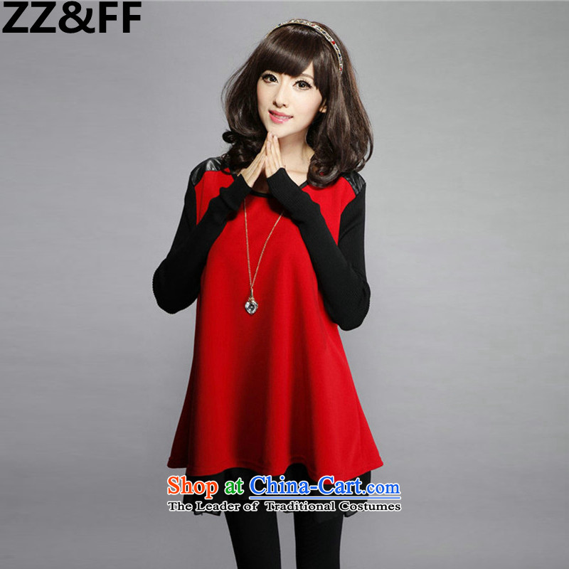 Install the latest Autumn 2015 Zz_ff_ to increase the number of women with thick mm dresses loose video thin Drop-Needle LS dresses female redXXXL