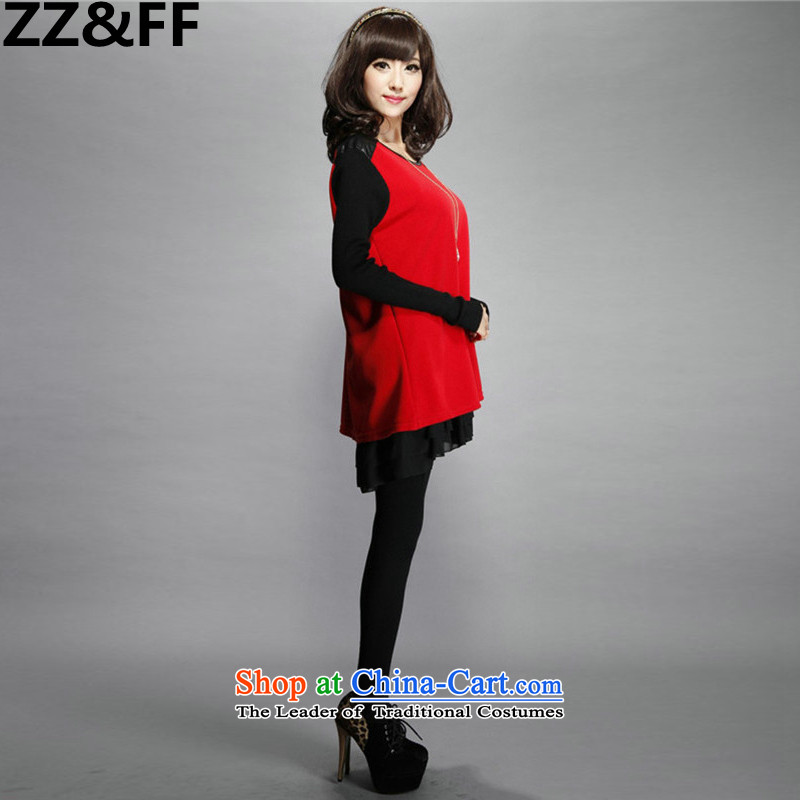 Install the latest Autumn 2015 Zz&ff) to increase the number of women with thick mm dresses loose video thin Drop-Needle LS dresses female red XXXL,ZZ&FF,,, shopping on the Internet