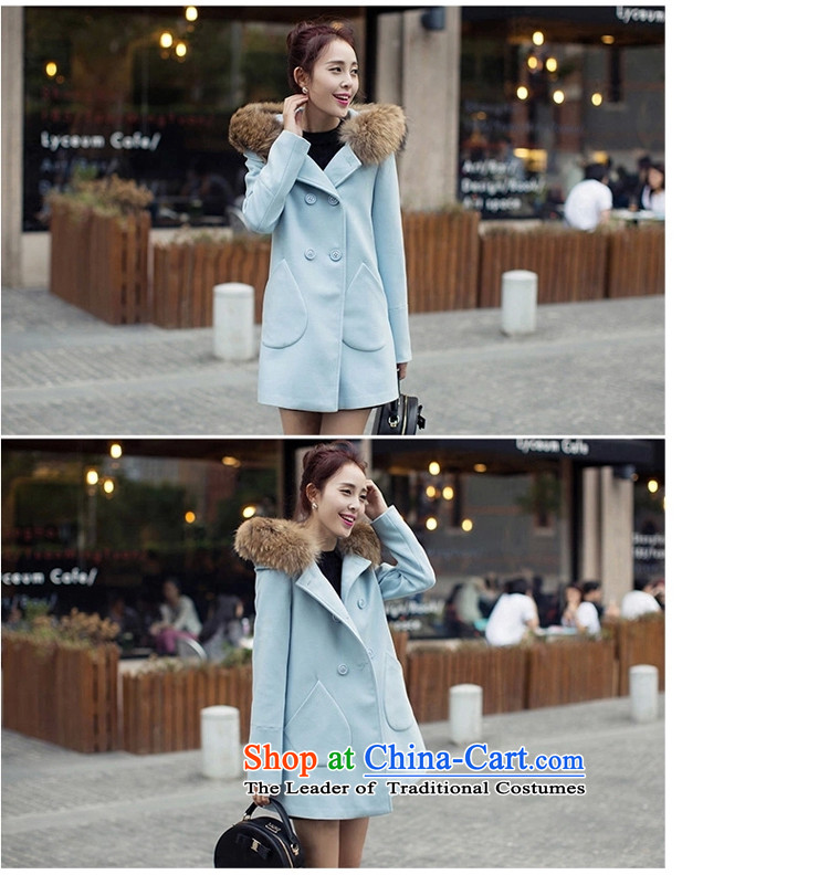 : Ms. Geun-hye? 2015 autumn and winter coats new gross jacket version won? long overcoat for women 1111 Blue M picture, prices, brand platters! The elections are supplied in the national character of distribution, so action, buy now enjoy more preferential! As soon as possible.