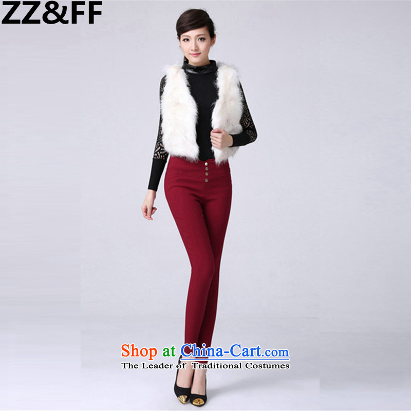Install the latest Autumn 2015 Zz&ff) to increase the number of women with thick mm thick and lint-free high-lumbar large leisure wear elastic castor trousers wine red XXXL,ZZ&FF,,, shopping on the Internet