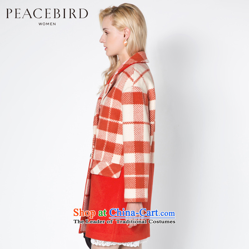[ New shining peacebird Women's Health 2014 winter clothing new plaid coats A4AA44546 red plaid M PEACEBIRD shopping on the Internet has been pressed.
