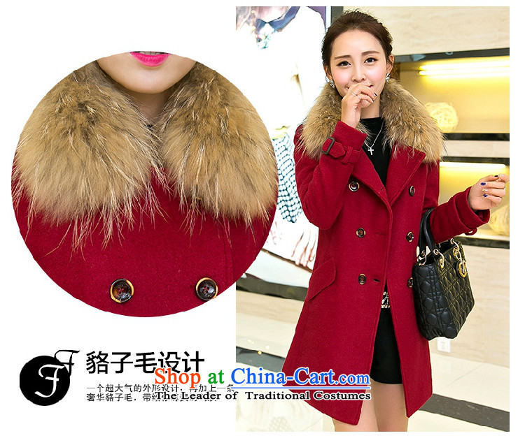 Mya Zi 2015 autumn and winter female Korean version of large numbers of luxury for warm nagymaros gross? jacket double-thin cotton plus video 