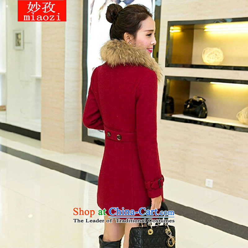 Mya Zi 2015 autumn and winter female Korean version of large numbers of luxury for warm nagymaros gross? jacket double-thin cotton plus video     in the thick long)? great deep red M Miu Zi , , , shopping on the Internet