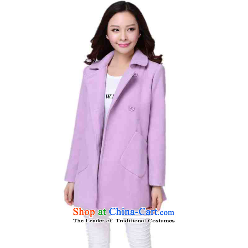 C.o.d. plus obesity mm gross coats Korean? 2015 Fall_Winter Collections new double-lady jacket OL temperament leisure. long coats ofapproximately 140-155 2XL purple catty