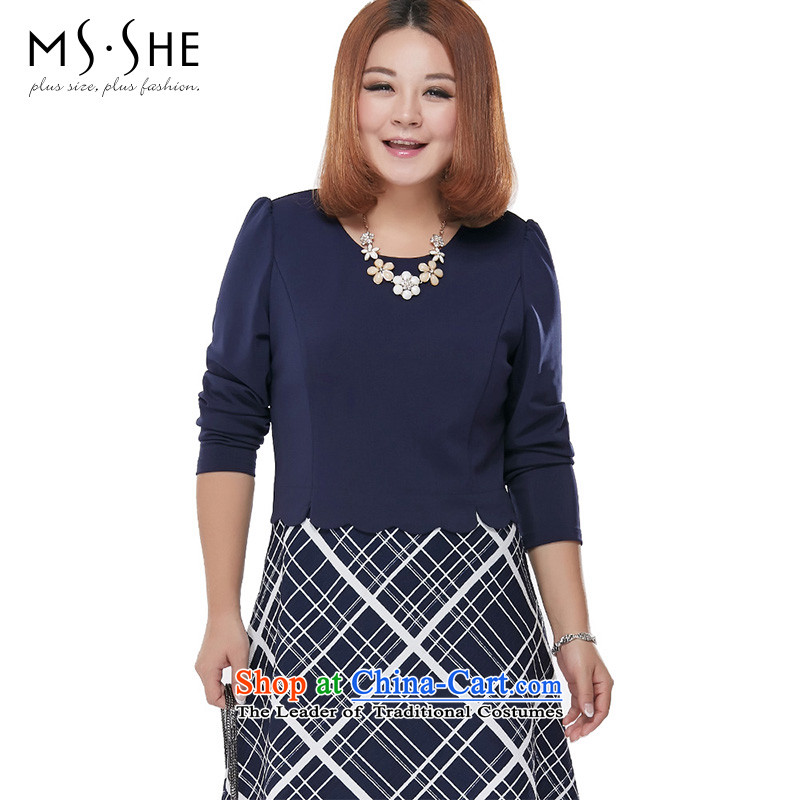Large msshe women 2015 Autumn new plaid knocked color graphics thin leave both Sau San garment pre-sale 2356 Blue 3XL- pre-sale to 12.10, the Ms Susan Carroll, Selina Chow (MSSHE),,, shopping on the Internet