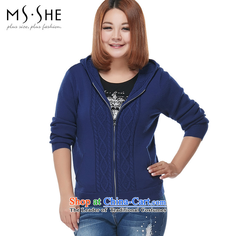 Msshe xl women 2015 Autumn new geometric patterns with cap sweater jacket Sau San Po blue 2XL, 7835 Susan Carroll, the poetry Yee (MSSHE),,, shopping on the Internet