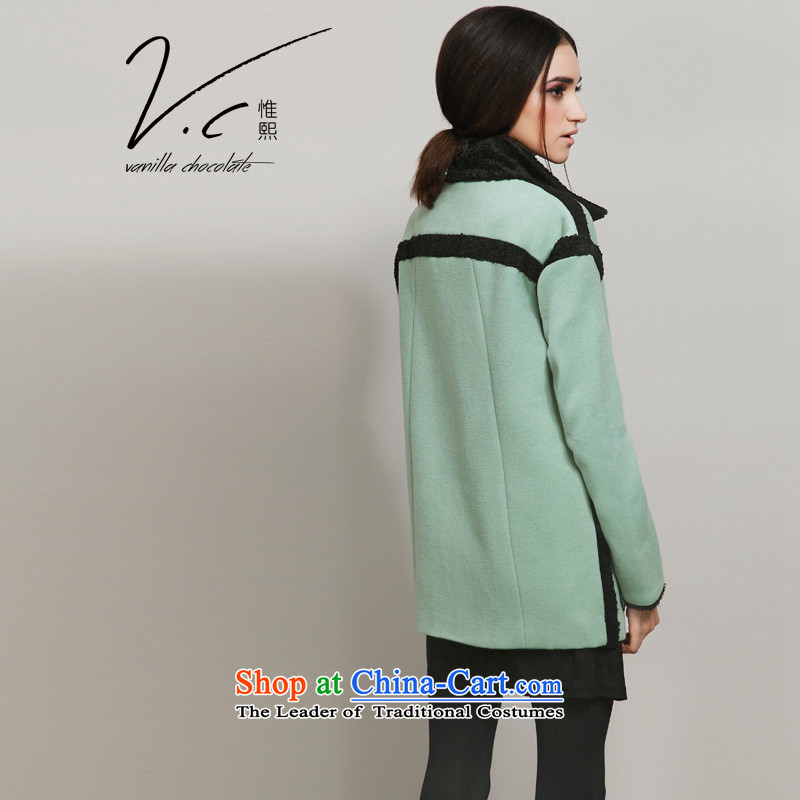 2015 Autumn and winter V.C original design of the new $a wool coat western collar stitching gross? mint green xl,vanillachocolate,,, female coats shopping on the Internet