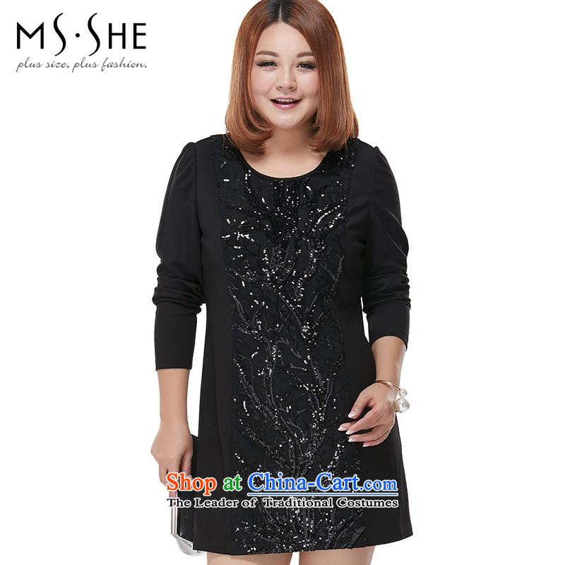 Msshe xl women 2015 Autumn New Light-chip Sau San Fat mm temperament skirt the pre-sale of 2,277 Black 3XL- pre-sale to 12.10, the Ms Susan Carroll, Selina Chow (MSSHE),,, shopping on the Internet