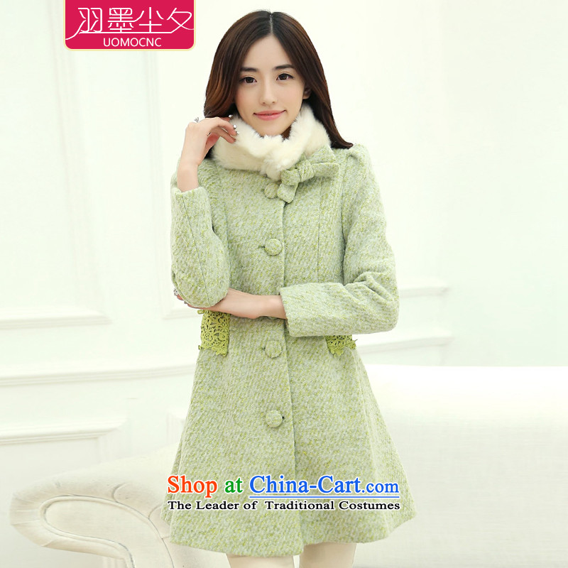 Yu ink dust overnight 2014 Fall_Winter Collections in coats long coats women on the Nagymaros Sau San?? jacket U3869 gross Qiu Xiang green XXL