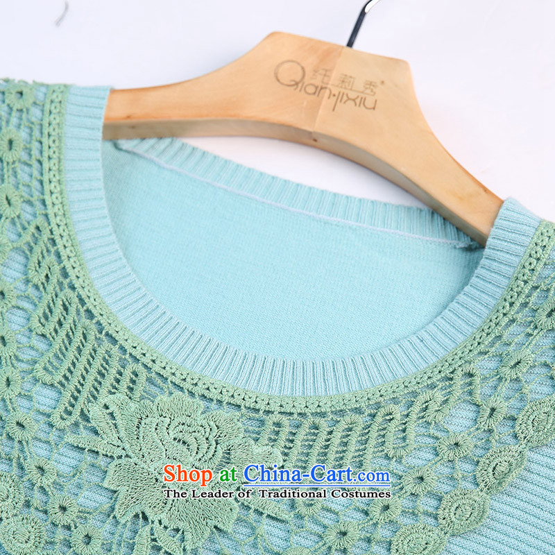 The former Yugoslavia Li Sau 2014 autumn and winter new larger female lace long-sleeved video thin hedge forming the Netherlands knitted sweaters Q6026 light blue XL, slim-li , , , shopping on the Internet
