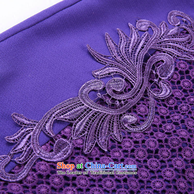 The former Yugoslavia Li Sau 2014 autumn large new Couture fashion engraving lace Sau San video and the upper body thin package short skirts Q6388 2XL, Yugoslavia Li Hsiu-Purple Shopping on the Internet has been pressed.