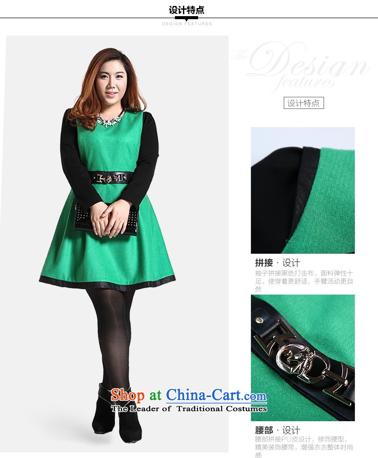 The former Yugoslavia Li Sau 2014 autumn and winter new larger Couture fashion color plane collision stitching PU round-neck collar leisure A swing gross? dresses Q6568 green 4XL Photo, prices, brand platters! The elections are supplied in the national character of distribution, so action, buy now enjoy more preferential! As soon as possible.