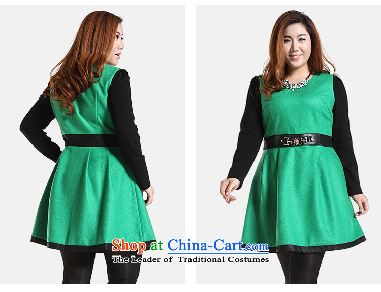 The former Yugoslavia Li Sau 2014 autumn and winter new larger Couture fashion color plane collision stitching PU round-neck collar leisure A swing gross? dresses Q6568 green 4XL Photo, prices, brand platters! The elections are supplied in the national character of distribution, so action, buy now enjoy more preferential! As soon as possible.