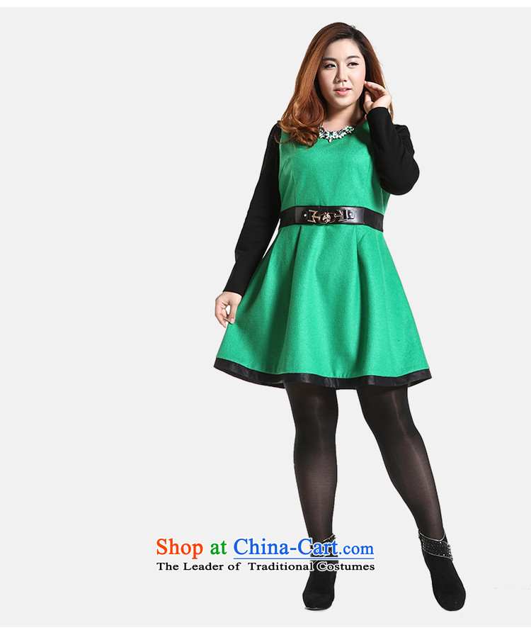 The former Yugoslavia Li Sau 2014 autumn and winter new larger Couture fashion color plane collision stitching PU round-neck collar leisure A swing gross? dresses Q6568 green 4XL Photo, prices, brand platters! The elections are supplied in the national character of distribution, so action, buy now enjoy more preferential! As soon as possible.