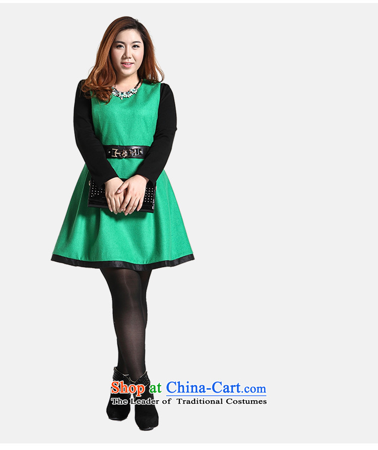 The former Yugoslavia Li Sau 2014 autumn and winter new larger Couture fashion color plane collision stitching PU round-neck collar leisure A swing gross? dresses Q6568 green 4XL Photo, prices, brand platters! The elections are supplied in the national character of distribution, so action, buy now enjoy more preferential! As soon as possible.