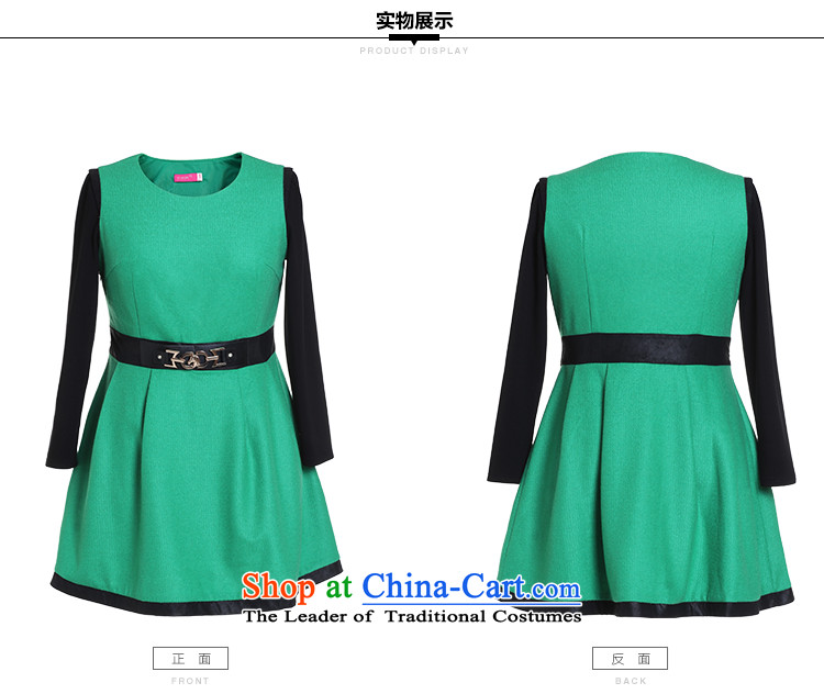 The former Yugoslavia Li Sau 2014 autumn and winter new larger Couture fashion color plane collision stitching PU round-neck collar leisure A swing gross? dresses Q6568 green 4XL Photo, prices, brand platters! The elections are supplied in the national character of distribution, so action, buy now enjoy more preferential! As soon as possible.