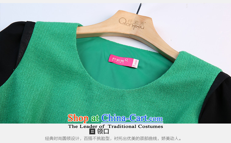 The former Yugoslavia Li Sau 2014 autumn and winter new larger Couture fashion color plane collision stitching PU round-neck collar leisure A swing gross? dresses Q6568 green 4XL Photo, prices, brand platters! The elections are supplied in the national character of distribution, so action, buy now enjoy more preferential! As soon as possible.