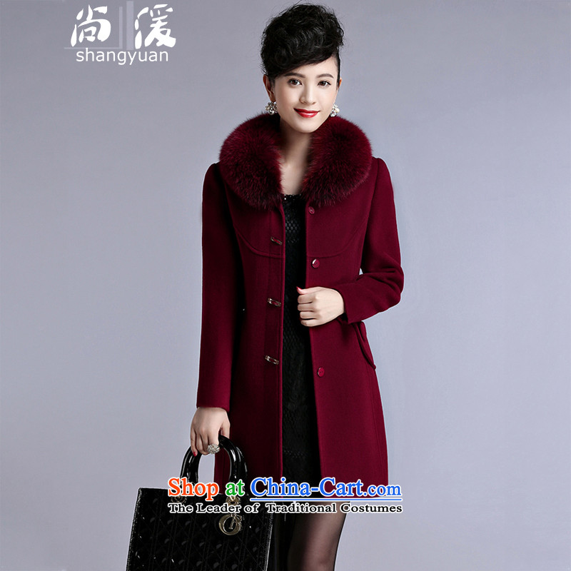 Yet by 2015 winter non-Cashmere  in long hair for maximum code fox wool coat women so Sau San deep red?XL 120-130 catty