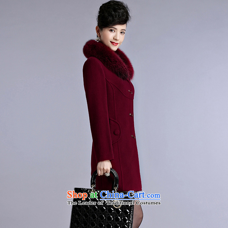 Yet by 2015 winter non-Cashmere 湲 in long hair for maximum code fox wool coat women so Sau San deep red XL, yet 湲 120-130 , , , shopping on the Internet