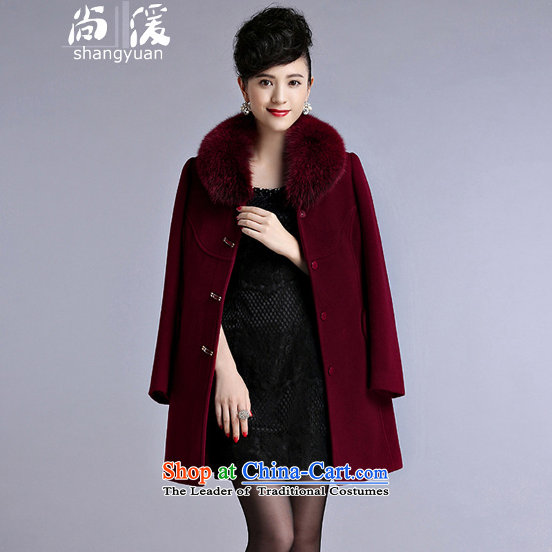 Yet by 2015 winter non-Cashmere 湲 in long hair for maximum code fox wool coat women so Sau San deep red XL, yet 湲 120-130 , , , shopping on the Internet