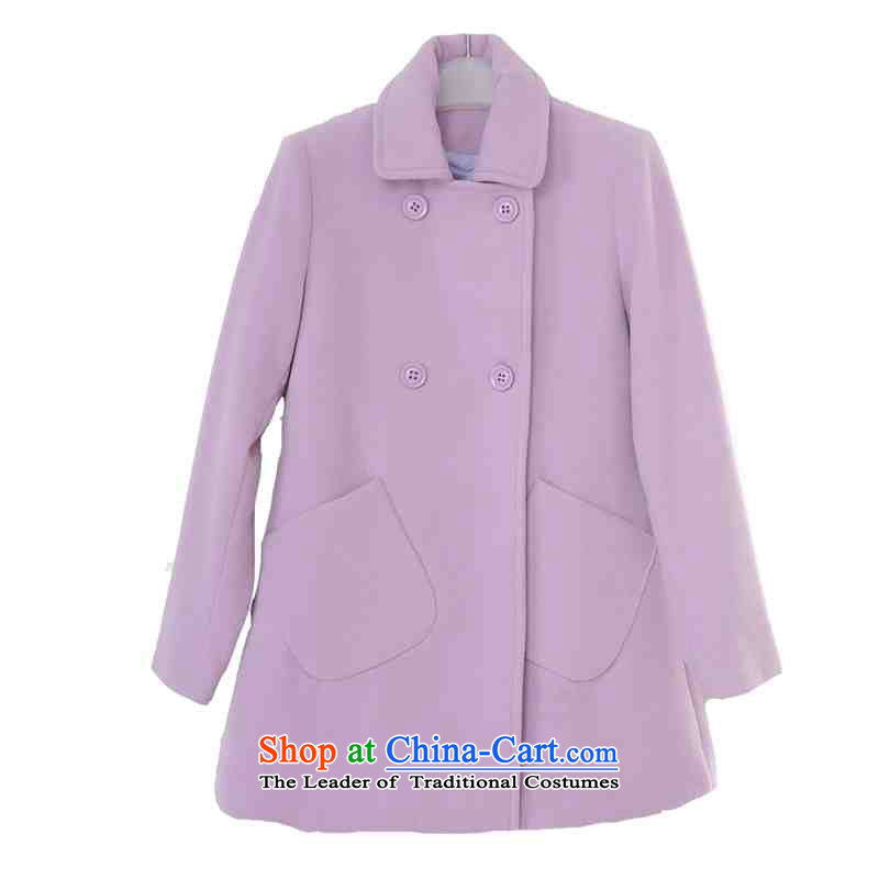 【 C.O.D. package mail as soon as possible the obesity mm Stylish coat 2015 Winter Olympics wool? Boxed New Leisure, double-elegant ladies in long-sleeved sweater long light purple XL about 130-140, land is of Yi , , , shopping on the Internet