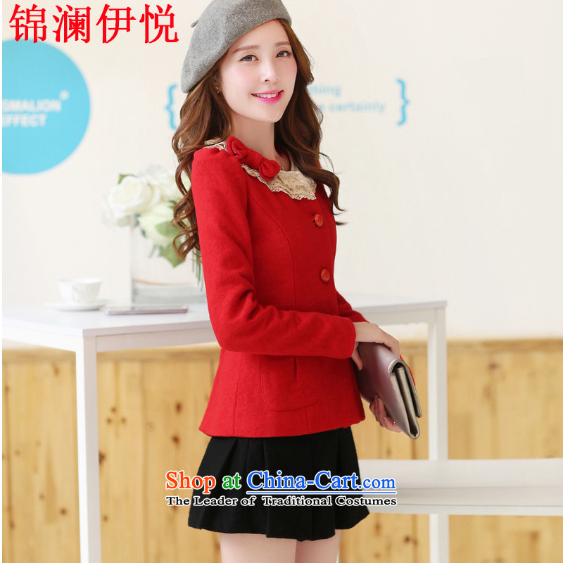 The world of Kam Yuet autumn and winter female Korean lady temperament elegant Korean short Fleece Jacket lovely small? Bow Tie engraving hook lace small business suit and a dress red  , L'Yue , , , Kam world shopping on the Internet