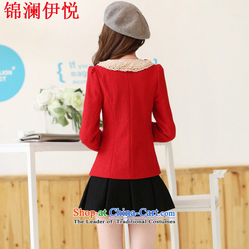 The world of Kam Yuet autumn and winter female Korean Academy of aristocratic ladies quality culture lovely sweet elegant red lace hook short Fleece Jacket Small? Connie sub-T-shirt , black, L Kam World Yue , , , shopping on the Internet