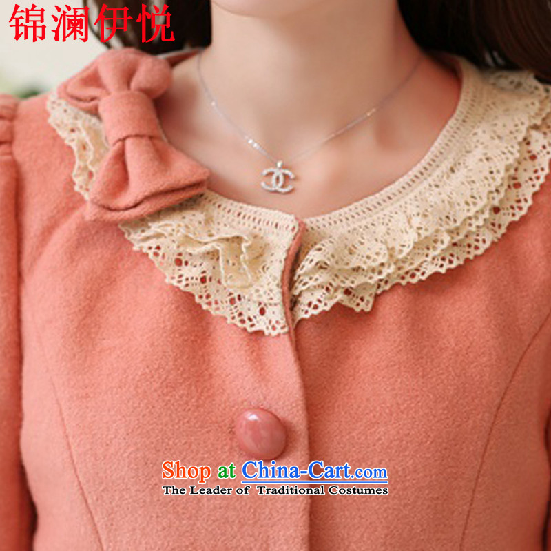 The world of Kam Yuet autumn and winter female sweet elegance of Sau San video thin short hook blossoms silk lace bow tie students small wind-pink wool small black jacket?  XL, Kam World of Yue , , , shopping on the Internet