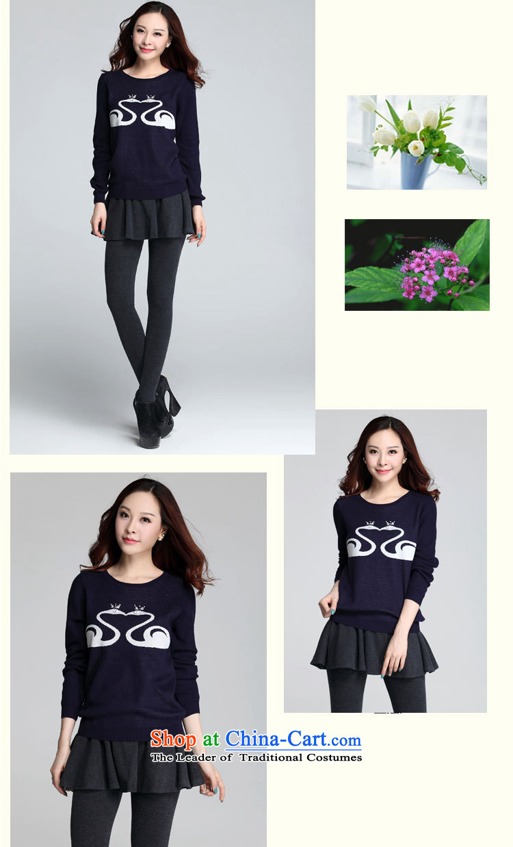 Xl T-shirts 2015 Fall/Winter Collections New Kumabito Korean small fresh long-sleeved round-neck collar woolen pullover thick mm Sau San leisure knitwear dark blue XL 120-140 catty picture, prices, brand platters! The elections are supplied in the national character of distribution, so action, buy now enjoy more preferential! As soon as possible.