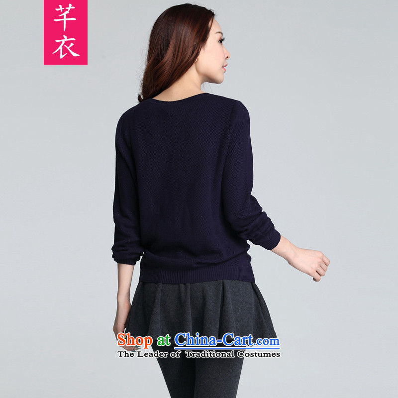 Xl T-shirts 2015 Fall/Winter Collections New Kumabito Korean small fresh long-sleeved round-neck collar woolen pullover thick mm Sau San leisure knitwear dark blue XL 120-140, Constitution Yi shopping on the Internet has been pressed.