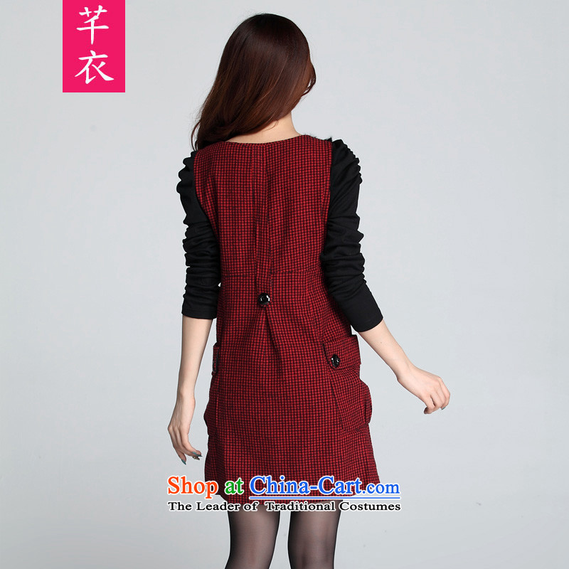 Thick mm female skirt 2015 Fall/Winter Collections new kumabito xl lovely feminine minimalist chidori, rabbit wool long-sleeved gross? dresses red 120-135 XL, Constitution Yi shopping on the Internet has been pressed.