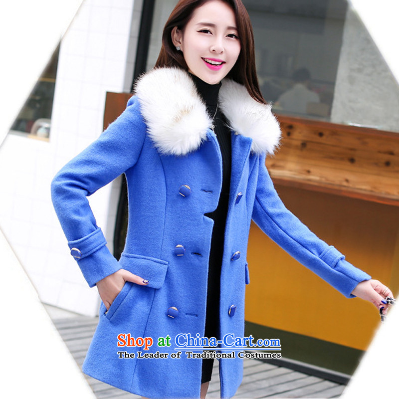 The United States welcomes the ya 2015 Winter Female stylish white hair for long in Sau San temperament Korean gross overcoats HYYF889? Blue M (meixinya welcomes US) , , , shopping on the Internet