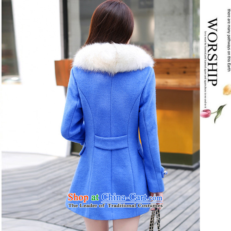 The United States welcomes the ya 2015 Winter Female stylish white hair for long in Sau San temperament Korean gross overcoats HYYF889? Blue M (meixinya welcomes US) , , , shopping on the Internet