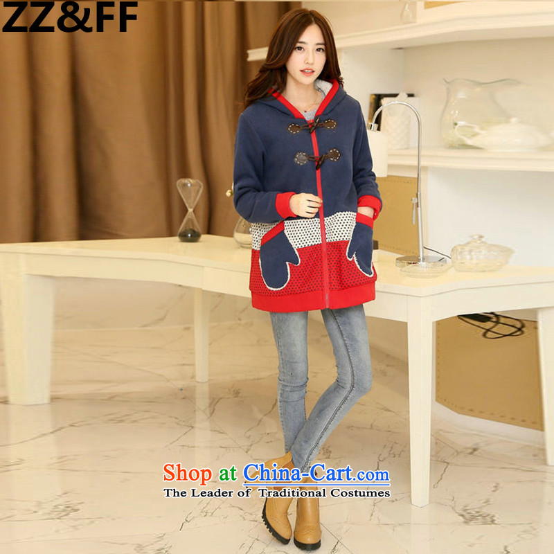 2015 Autumn add Zz&ff indeed intensify 200 catties MM thick cotton coat the lint-free Korean Modern blue XXXL( robe recommendations 175-200 catty ),ZZ&FF,,, shopping on the Internet
