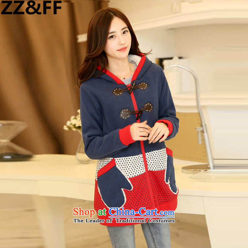 2015 Autumn add Zz&ff indeed intensify 200 catties MM thick cotton coat the lint-free Korean Modern blue XXXL( robe recommendations 175-200 catty ),ZZ&FF,,, shopping on the Internet