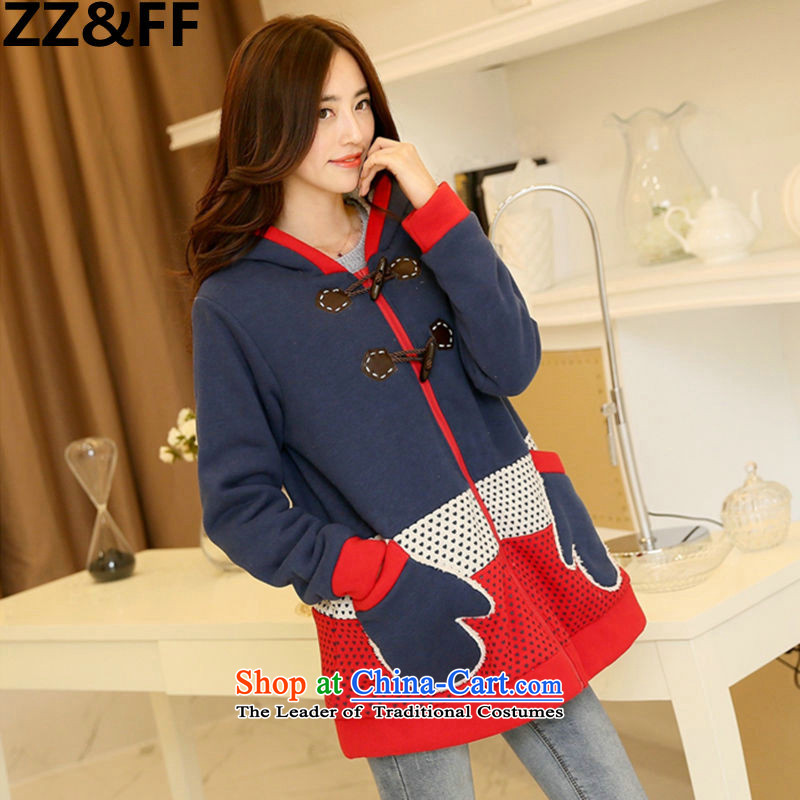 2015 Autumn add Zz&ff indeed intensify 200 catties MM thick cotton coat the lint-free Korean Modern blue XXXL( robe recommendations 175-200 catty ),ZZ&FF,,, shopping on the Internet