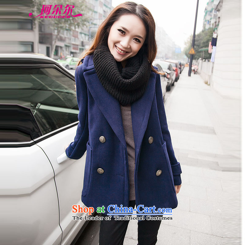 Memnarch Castel Gandolfo 2015 Fall_Winter Collections Korean small Heung-double-jacket in long?_? thick coat women gross 8011 Blue XL