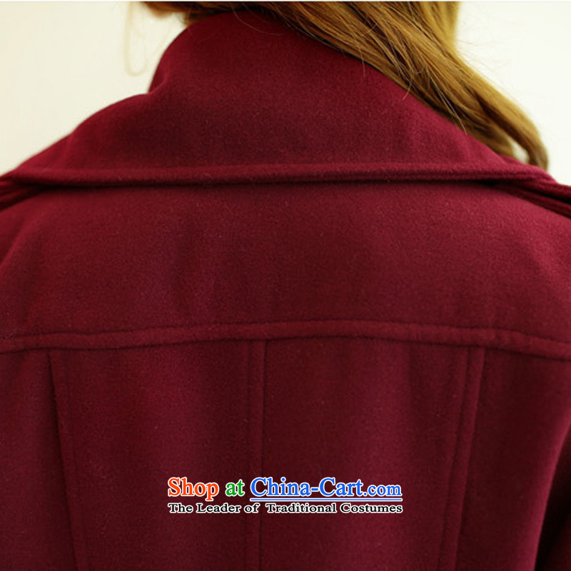 Dan Jie Shi 2014 Fall/Winter Collections of the new Korean female jacket? wool decorated in relaxing in the thick Ms. long warm gross wine red cloak? female 102 XL, Dan Jie Shi (DANJIESHI) , , , shopping on the Internet